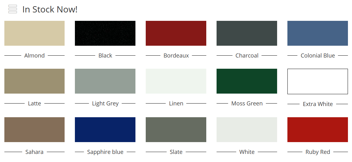 Powder Coated color chart
