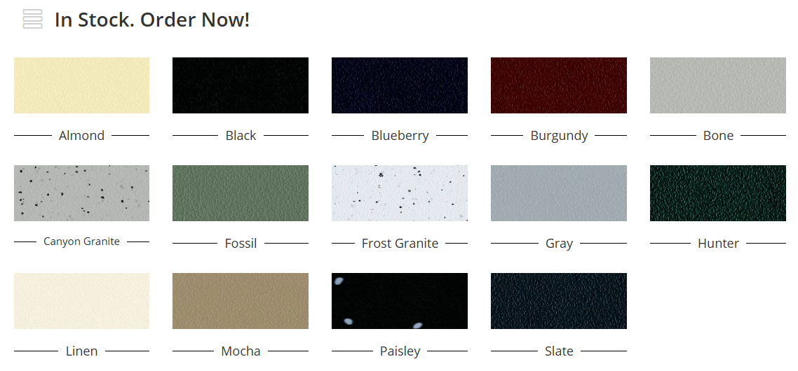 Solid Plastic color chart